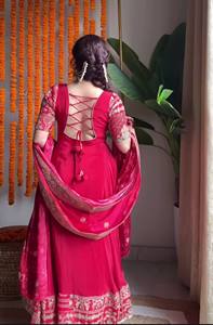 Anarkali traje vestido de diseñador para mujer Slim Fit transpirable Casual fiesta desgaste Dupatta Venta caliente estilo indio tradicional algodón - Product Image 3