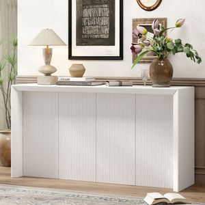 Consolle U_STYLE in legno di acacia impiallacciato con design ondulato per studio, ingresso, corridoio, soggiorno, foyer - Product Image 1