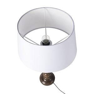 <b>Rustic</b> Wooden <b>Table</b> Lamp Fabric Empire Shade Warm Light <b>Bedside</b> Desk Lamp Decorative Home Lighting Aqudus Saleem Aq3477 - Product Image 5
