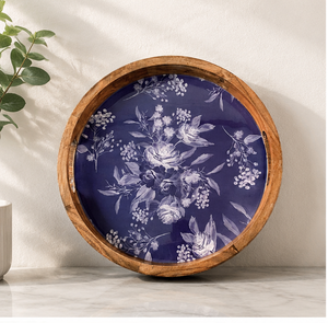 Bandeja de Servir de Madera con Decoración Floral Esmaltada, Plato Decorativo Personalizable para Cocina, Exhibición de Postres, 2 Piezas, Ligero, para Mesa de Comedor - Product Image 5