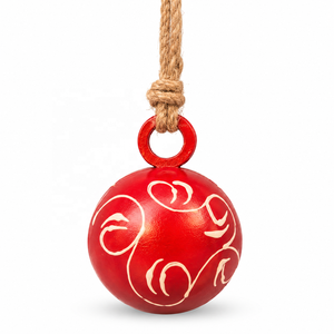Spherical Metal <b>Christmas</b> Ornament with Ivory Swirl <b>Artwork</b> Textured Gloss Finish and Rustic Jute Rope Hanger - Product Image 2