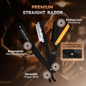 Navaja de Afeitar Recta Vintage Luminex Impex con Mango de Concha de Abulón y Acero al Carbono, Lista para Usar en Barberías y Salones - Product Image 3