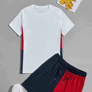 Conjuntos Cortos de Primera Calidad para Hombre, Camisetas y Pantalones Cortos a la Moda, Camiseta con Pantalones Cortos a Juego, 100% Algodón Transpirable - Product Image 6