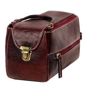 Bolsa de Aseo de Viaje Personalizada de Lona y Cuero Vintage con Cierre de Cremallera, Neceser de Maquillaje/Afeitado para Hombre, Bolsa de Cosméticos de Algodón con Logotipo Personalizable - Product Image 4