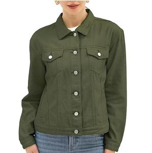 แจ็คเก็ตยีนส์ผู้หญิงขายดี แจ็คเก็ตยีนส์ลำลองสำหรับผู้หญิง เสื้อคลุมยีนส์ติดกระดุมสำหรับฤดูใบไม้ร่วง แจ็คเก็ตยีนส์ทรงโอเวอร์ไซส์ ระบายอากาศได้ดี สำหรับสุภาพสตรี - Product Image 1