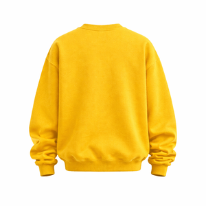 Women Custom Logo Oversize Drop shoulder <b>Sweatshirt</b> Yellow Loose Fit Crew Neck Pullover Soft 100%Cotton Fleece Street Style - Product Image 4