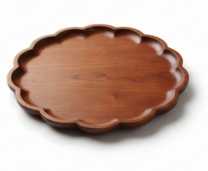 Wooden Flower-Shaped Serving Platter Modern Design Solid Pattern Polished Finish Eco-Friendly Dishwasher Safe Handmade - Product Image 1