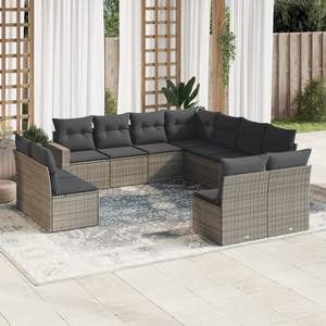 Conjunto de Sofás Grandes para Jardín en Ratán PE Gris, Acero con Recubrimiento en Polvo, Tela - Muebles Duraderos y Elegantes - Product Image 1