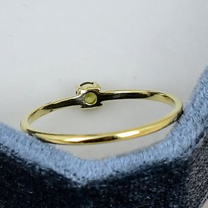 S925 Sterling <b>Silver</b> Yellow Gold Plated 3mm Peridot <b>Solitaire</b> <b>Ring</b> Round Cut Prong Setting Classic Gemstone Thin Band Women <b>Ring</b> - Product Image 3