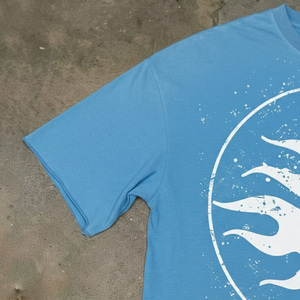 Camiseta de algodón personalizada con lavado ácido, estilo vintage, corte holgado, con gráficos y patchwork, hombros caídos, estilo urbano, de tela gruesa para hombre - Product Image 4