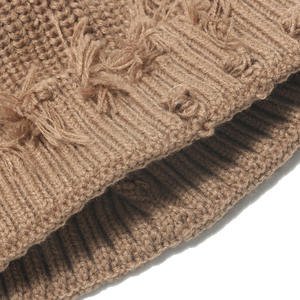 Gorro de Punto Desgastado Unisex para Invierno, Gorro de Pescador con Borde Crudo Personalizado, Cálido, para Hombre y Mujer, Venta al Por Mayor de Ropa Urbana - Product Image 6
