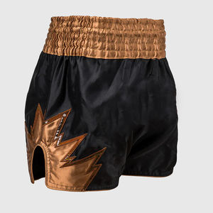 Pantalones Cortos de Muay Thai MMA Kickboxing, Cintura Elástica, Satén Negro, Pantalones Cortos Deportivos 100% Poliéster Transpirables para Artes Marciales - Product Image 3