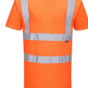 Hi Visibility <b>Orange</b> Reflective Safety Breathable Short Sleeve Workwear T-Shirt Men's Casual Uniform Summer Wear - Product Image 5