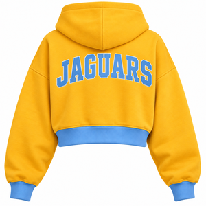 Southern University SU Gold Cropped <b>Hoodie</b> Custom HBCU <b>Blue</b> Trim Embroidered <b>Womens</b> Varsity Fleece Pullover Wholesale - Product Image 2
