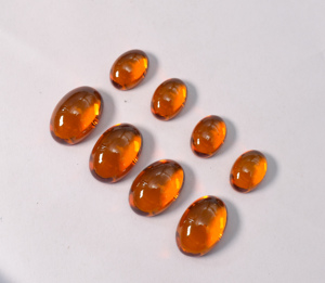 Lab Citrine Oval Cabochon Flat Back Orange Lab Citrine Cabochon 10X8 mm Calibrated Loose Gemstone For Jewelry - Product Image 1