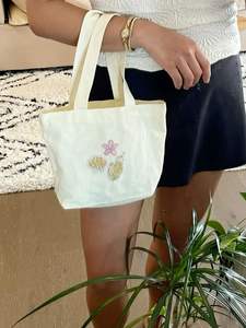 กระเป๋าผ้าแคนวาสปักลายผลไม้และผักสำหรับขายส่ง ใช้ซ้ำได้ เป็นมิตรกับสิ่งแวดล้อม เหมาะสำหรับตลาดนัด ซื้อของ หรือใช้ที่ชายหาด - Product Image 3