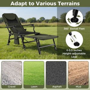 Chaise de pêche pliable surdimensionnée avec repose-pieds amovible, siège confortable et portable pour les pêcheurs - Product Image 6