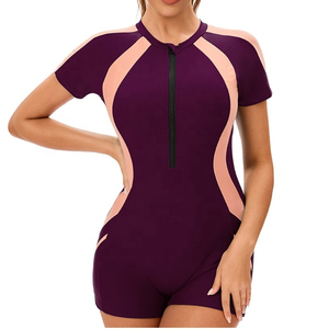 Traje de Baño de 3 Piezas para Mujer, con Logotipo Personalizado, Estampado Floral, Tallas Grandes, Bloques de Color, Shorts con Cierre Frontal y Ribete en Contraste, Elástico - Product Image 4
