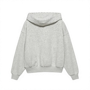 Sweat-shirt à capuche EVERGLOW pour femme, asymétrique, avec fermeture éclair sur le devant, logo, manches bouffantes à carreaux, 100% coton popeline, écologique, respirant - Product Image 5