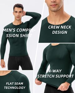 Men MMA Rash Guard Compression Shirt Crew Neck <b>Long</b> <b>Sleeve</b> Athletic <b>Base</b> <b>Layer</b> Rash Guard For Gym Training Running Cycling Top - Product Image 4