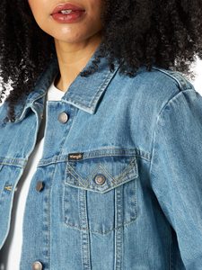 Chaqueta Vaquera para Mujer con Diseño de Logotipo Personalizado, Color Azul Claro, Ecológica, Transpirable, con Detalle de Botones, Acabado Lavado, Superventas - Product Image 5