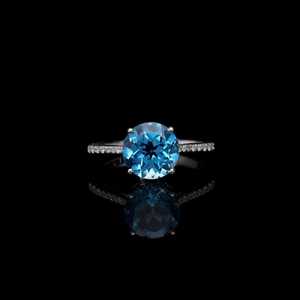 Anillo de Topacio Azul, Chapado en Oro Blanco, Anillo de Promesa, Plata de Ley 925, Joyería de Lujo para Mujer, Regalo Elegante Hecho a Mano - Product Image 1