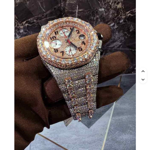 Montre carrée en or massif entièrement sertie de moissanite et de diamants, étanche 5 ATM, design entièrement cristallin, meilleur prix pour homme, vente en gros - Product Image 2