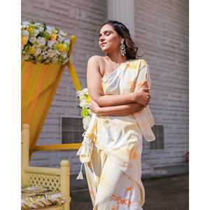 Conjunto de Kurta de Chifón Amarillo Tulipán con un Hombro Descubierto, Transpirable, para Primavera/Verano, Talla XS, Ropa Casual para Mujer - Product Image 3