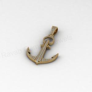 Colgante de Lujo Geométrico con Diseño Náutico de Ancla, Chapado en Oro de 14K y Rodio, Plata 925, con Incrustaciones de Circonitas, Joyería Fina para Hombre, Más Vendido - Product Image 6