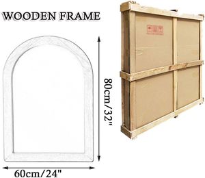 Modern <b>Arch</b> Wooden Wall Mirror Solid Wood <b>Frame</b> Decorative Arched Mirror for Home Decor - Product Image 2