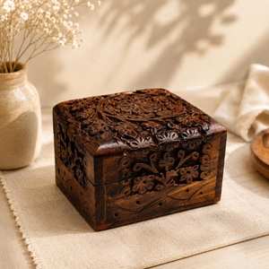 Coffre de rangement en bois vintage pas cher pour bijoux, cadeaux spéciaux, souvenirs de mariage et petits trésors - Product Image 3
