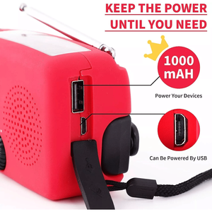 1000mAh Power Bank Charger Emergency Solar Hand Crank <b>Radio</b> with Flash Light <b>Portable</b> Weather Station - Product Image 4