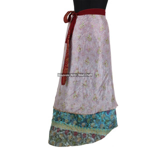 Falda de Seda para Mujer, Diseño de Moda 2026, Falda de Seda de Verano para Chicas, 2 Capas, Reversible, Estilo Sari Mágico, Larga - Product Image 6