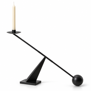 Black <b>Taper</b> <b>Candle</b> <b>Holder</b> Balance Arm Counterweight Sculptural Stand Table Centerpiece Minimal Decor | Contemporary Home Accent - Product Image 1