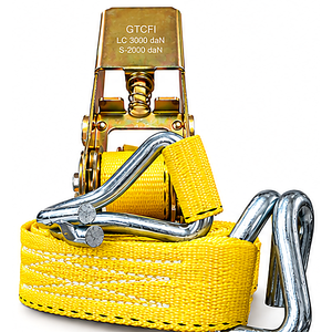 Attache à cliquet professionnelle GTCFI de 25 mm avec crochets |   Sangle de fixation de cargaison pour la logistique - Product Image 1