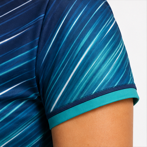 Polo de Manga Corta con Ondas Diagonales Azul Oscuro para Mujer, con Logotipo Personalizado, Secado Rápido, Sublimación, Ropa Deportiva de Golf - Product Image 5