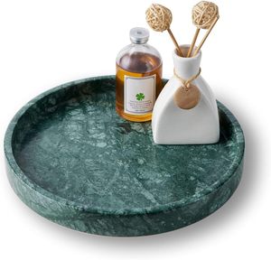 Luxury Green Marble Round Decorative <b>Tray</b> for Coffee Table Bathroom Vanity Kitchen Counter Modern Home Decor - Product Image 1