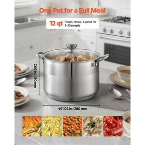 Pentola in Acciaio Inox da 12 Quarti con Coperchio in Vetro, Senza PFOA e PFAS, Compatibile con Fornelli a Gas, Disponibile nelle Misure 32cm e 40cm - Product Image 5