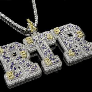 Colgante de Letra Grande Personalizado de Plata S925 con Moissanita VVS, Diseño de Dibujos Animados 3D, Número o Foto, Joyería Hip Hop de Moda - Product Image 1