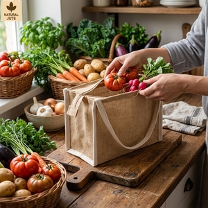 Bolsa de Yute Laminada para Compras, para Frutas, Verduras, Mercado, Supermercado, Impresión Personalizada, Suministro al por Mayor, Exportador OEM - Product Image 2