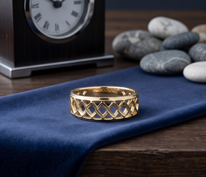 DIVYORO MODERN LINK GOLD RING สำหรับผู้หญิง ชุบทอง 22K สไตล์คลาสสิก - Product Image 2