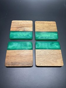 Handcrafted Personalized Wood and Resin <b>Coasters</b>, <b>Set</b> of 4, Acacia Wood Epoxy, Drink <b>Coasters</b> - Product Image 2