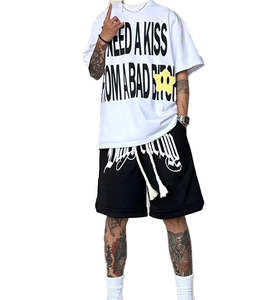 ชุดเซ็ตเสื้อยืดและกางเกงขาสั้นลำลองสำหรับฤดูร้อน ผู้ชายและผู้หญิง ชุดลำลอง 2 ชิ้น ผ้าฝ้าย ชุดฤดูร้อนสำหรับผู้ชายและผู้หญิง - Product Image 2