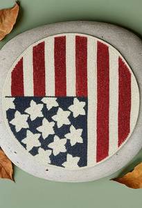 American Flag Embroidered <b>Beaded</b> Luxury High Quality <b>Placemat</b> Washable Eco-Friendly Handmade Customizable Home Decor Floral - Product Image 1