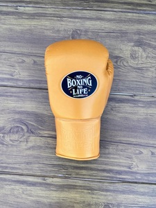 No Boxing No Life Lace-Up Real Leather Boxing <b>Gloves</b> Sanda Training Set with Hand Grips <b>Moisture</b> Wicking & Non-Slip-Orange - Product Image 3