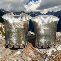 Haubert classique médiéval fait main pour homme, en aluminium argenté, style tunique gothique streetwear, costume de cosplay