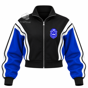 Conjunto Deportivo Zeta Phi Beta Sorority Color Block Azul y Blanco a Rayas, Chaqueta con Cierre y Pantalones Anchos a Juego - Product Image 2