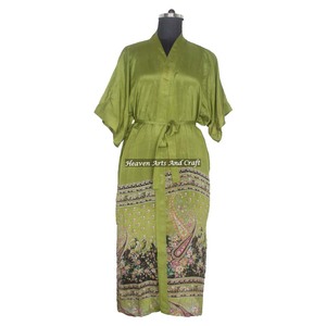 KL016 Colección Verano 2026 Kimono Sari Largo de Seda Vintage, Ropa Casual Larga, Kimono Sari Largo Estilo Bohemio para Verano - Product Image 1