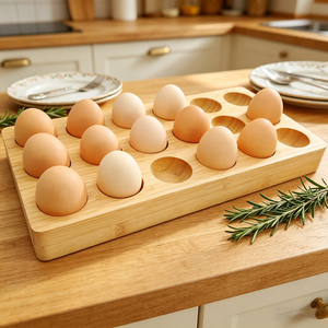 Wooden <b>Egg</b> Rack Natural Finish for Kitchen Storage Display <b>Egg</b> Capacity Manual Operation Convenient Design <b>Eco</b>-Friendly - Product Image 1