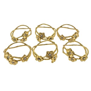 Luxury Gold Blossom Napkin Holder Set <b>for</b> Christmas Dining <b>Table</b> Sophisticated Metallic Floral Napkin Ring - Product Image 1